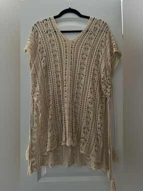 Women's Cream Crochet Knit Swimsuit Cover Up